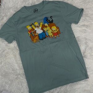 Green Graphic T-Shirt with Cartoon Characters